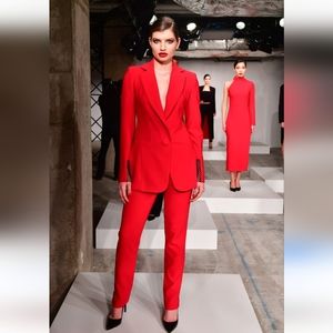 Tara Rivas Red Mesh Detail Blazer Size Medium